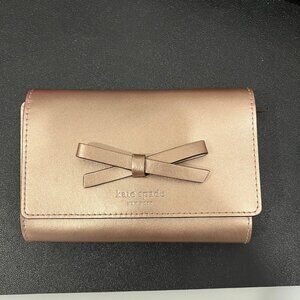 Kate Spade Rose Gold Leather Wallet with Bow Detail